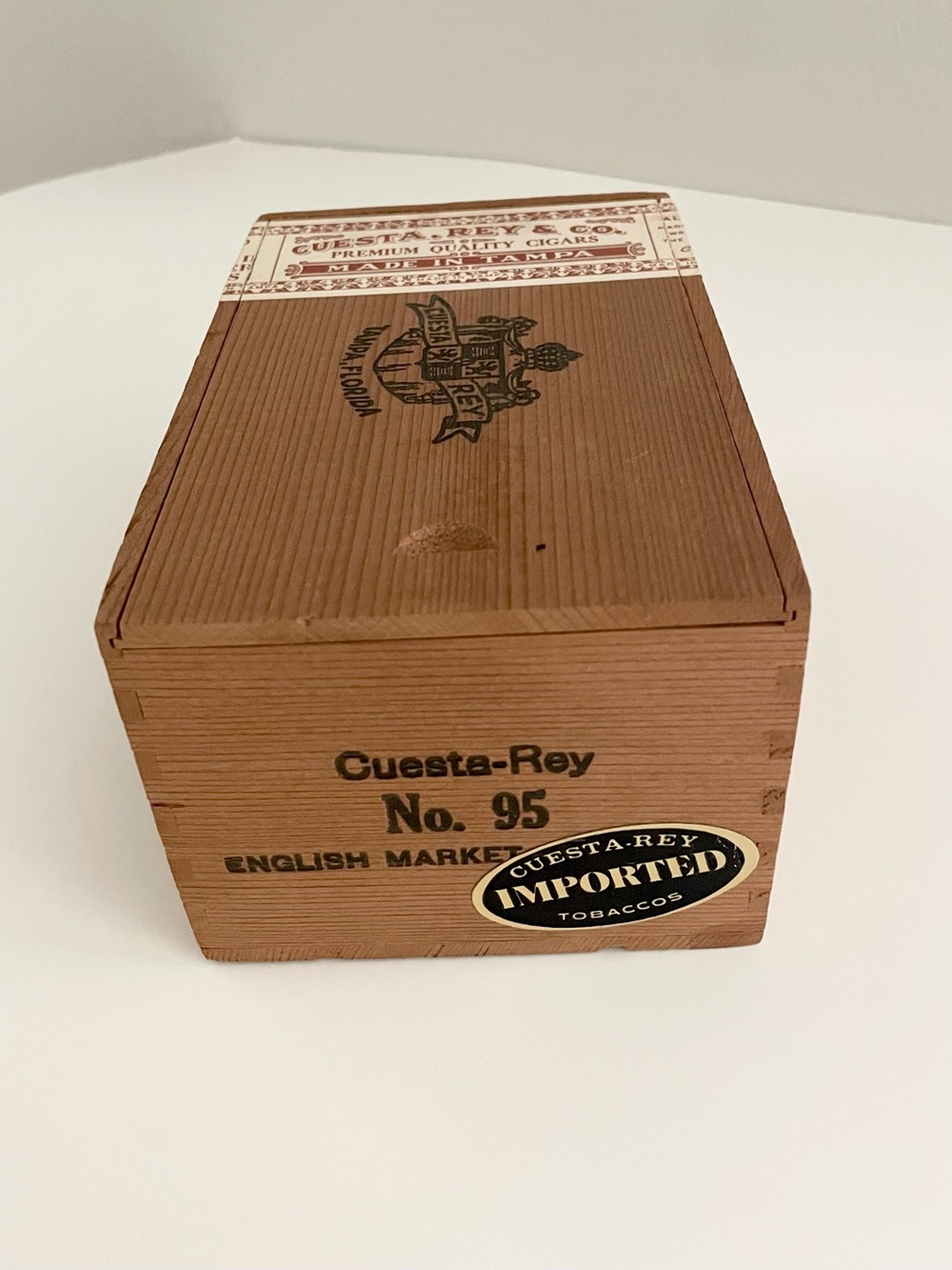 Vintage Cuesta-Rey No. 95  Wooden Cigar Box Tampa Florida VG Condition *Empty